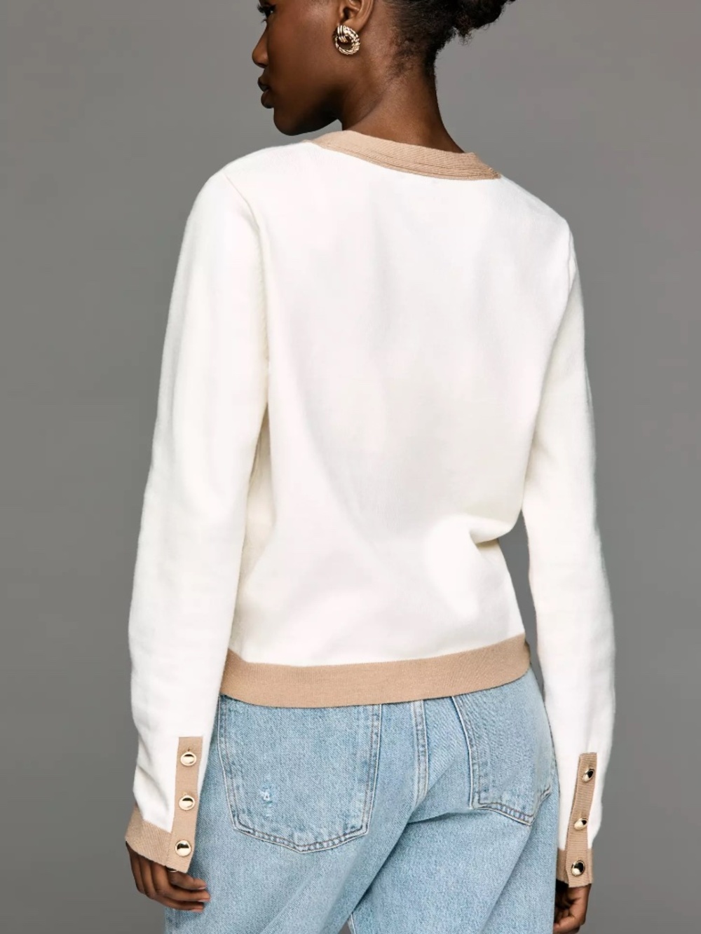 Anthropologie Maeve Colorblock Long-Sleeve V-Neck Cardigan Sweater nwt - Picture 3 of 4